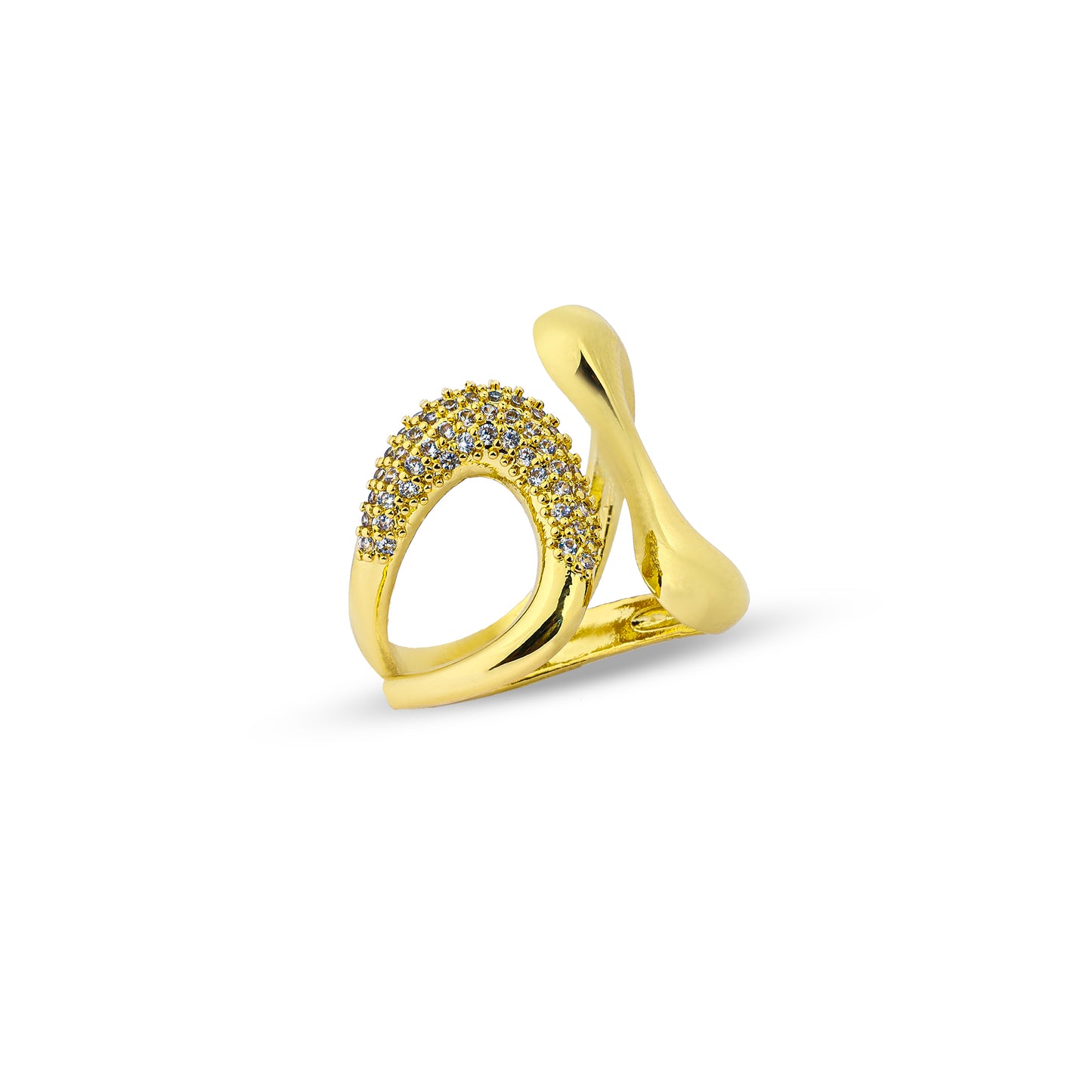 Premium platinum half and half Ring #RGS309 (Gold/Silver)