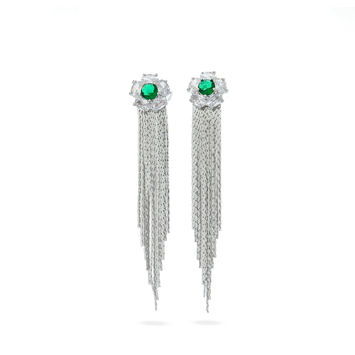 Premium green lobe long tassel Earring #EGS038 (Gold/Silver)
