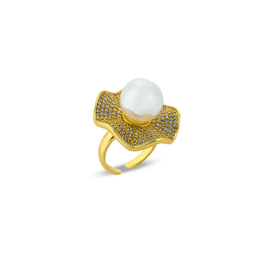 Premium platinum pearl Ring #RGS310 (Gold/Silver)