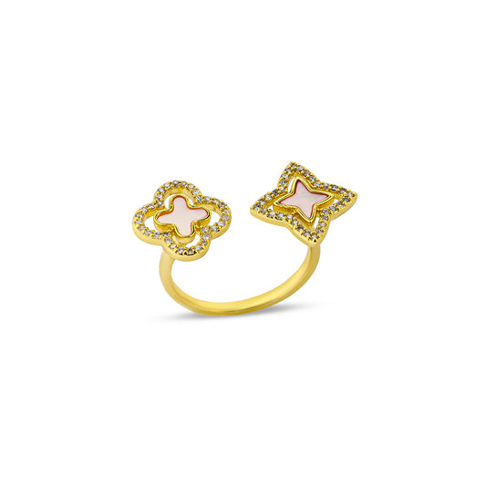 Premium double sign van cleef Ring #RRB305 (Rose/Beige)