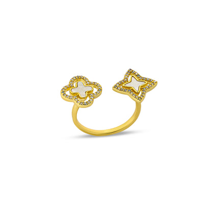 Premium double sign van cleef Ring #RRB305 (Rose/Beige)