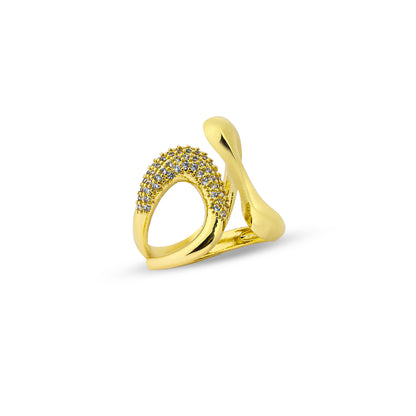 Premium platinum half and half Ring #RGS309 (Gold/Silver)