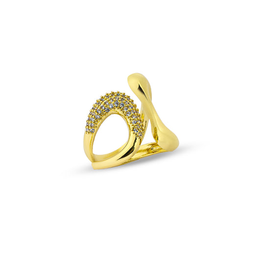 Premium platinum half and half Ring #RGS309 (Gold/Silver)