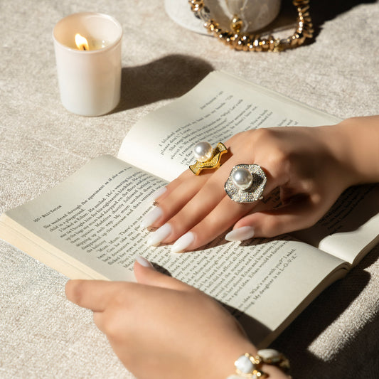 Premium Platinum pearl Ring #RGS310