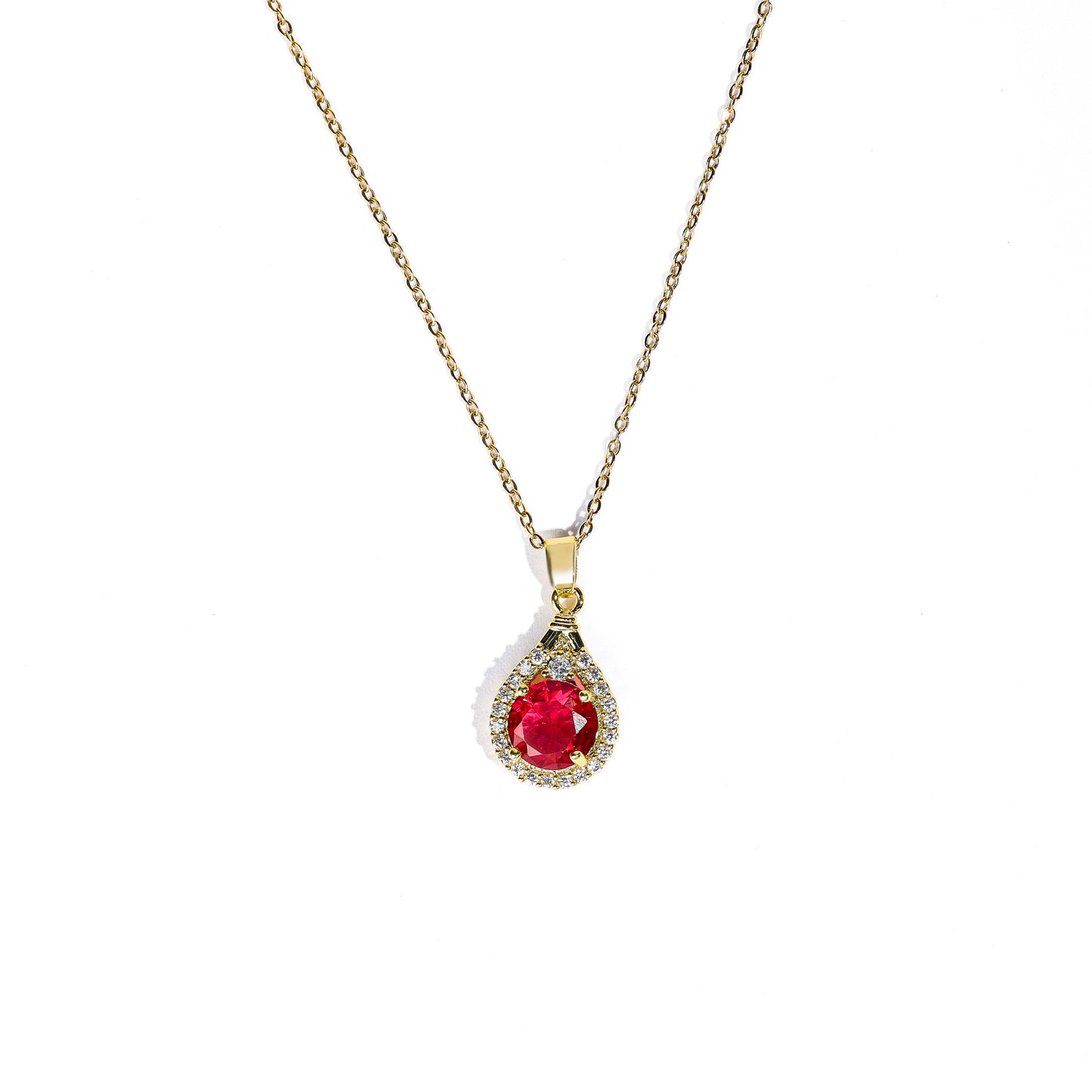 Premium red tear lobe Necklace #NG193