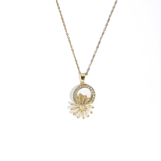Premium circle flower interaction Necklace #NG186