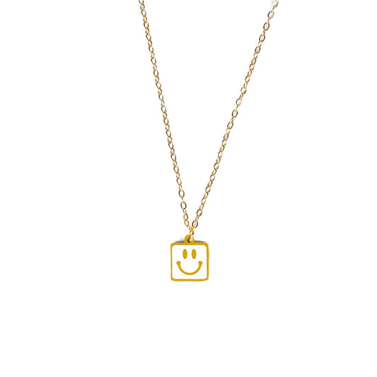Premium stainless steel happy square Necklace #NG142