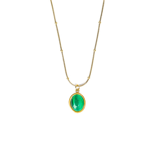 Premium  stainless steel cat eye 2 Necklace #NG122
