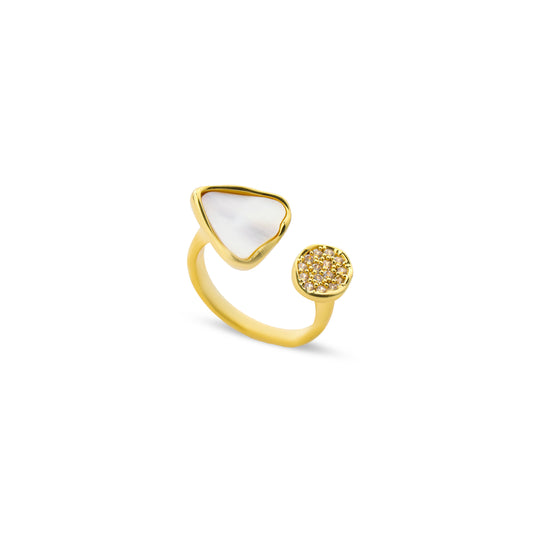 Premium natural seashell zircon Ring #RG290