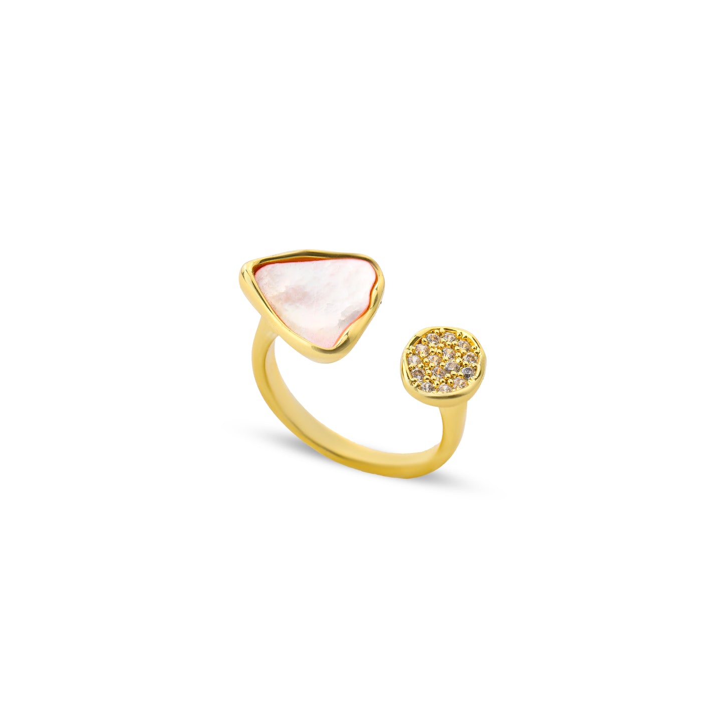 Premium natural seashell zircon Ring #RWR290 (White/Rose)