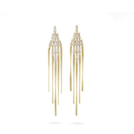 Premium long tassel zircon Earring #EGS045 (Gold/Silver)