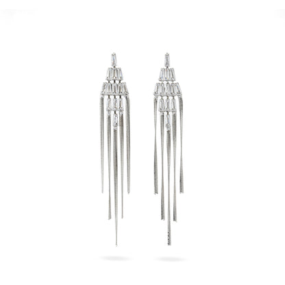 Premium long tassel zircon Earring #EGS045 (Gold/Silver)